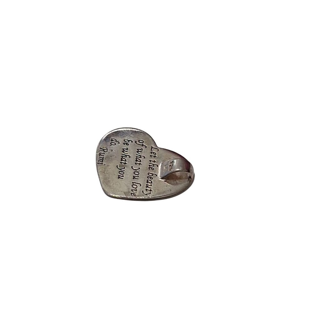 Sterling Silver 925 LA Heart Pendant Charm With Inspirational Saying 3.4g - Picture 3 of 7